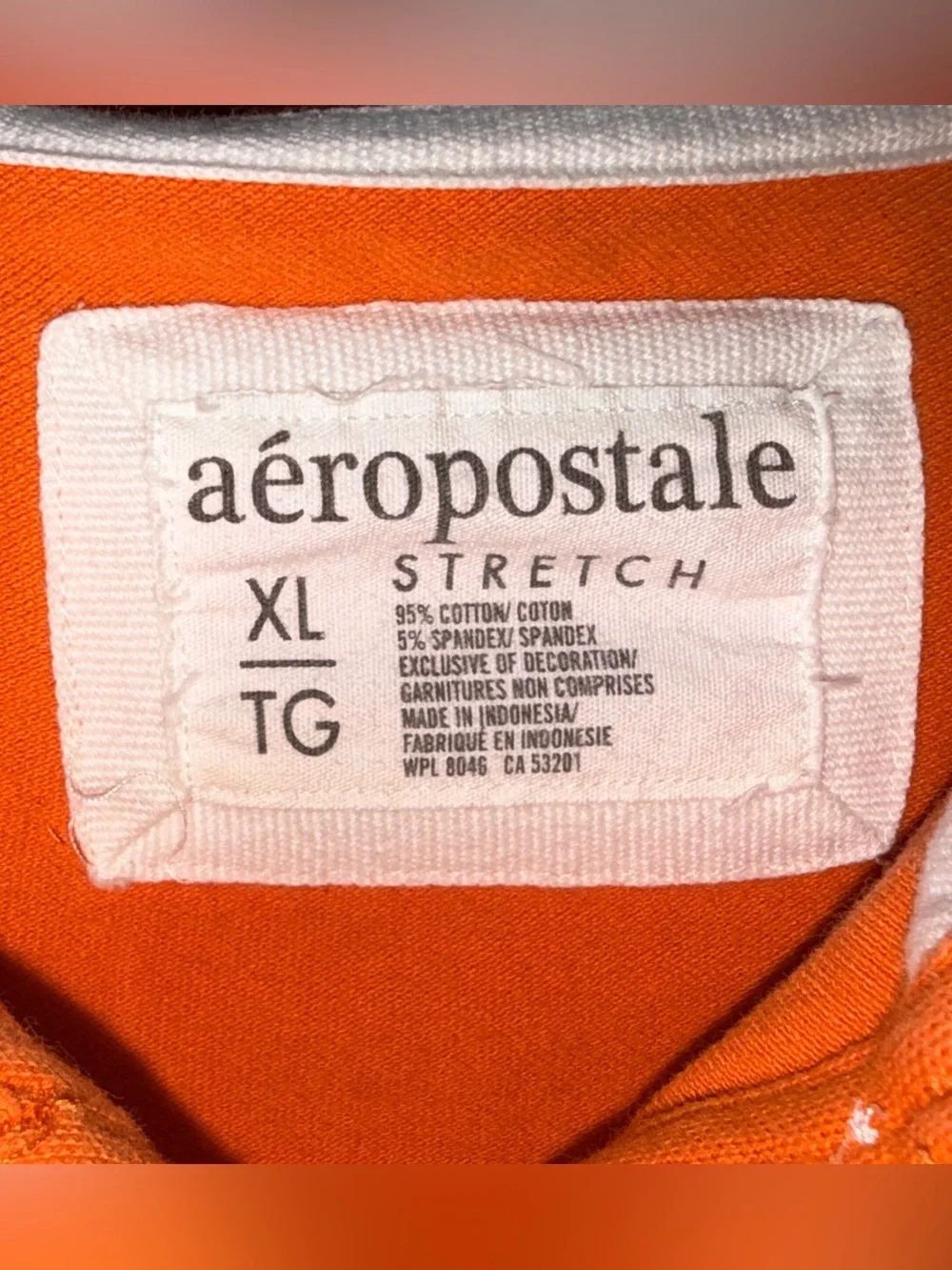Aeropostale Orange and White Stretch Button-Down Polo Shirt -XL-EC - Picture 2 of 11